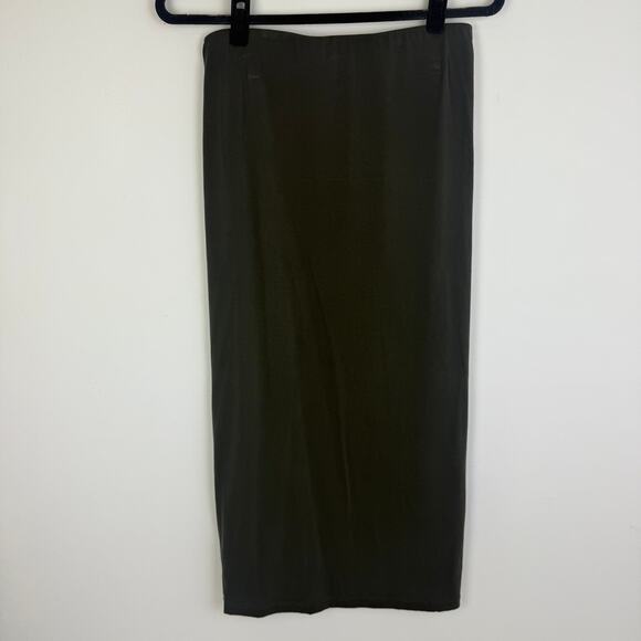 Tahari Womens Pull-On Slinky Jersey Business Office Olive Green Midi Skirt Small - Picture 2 of 13
